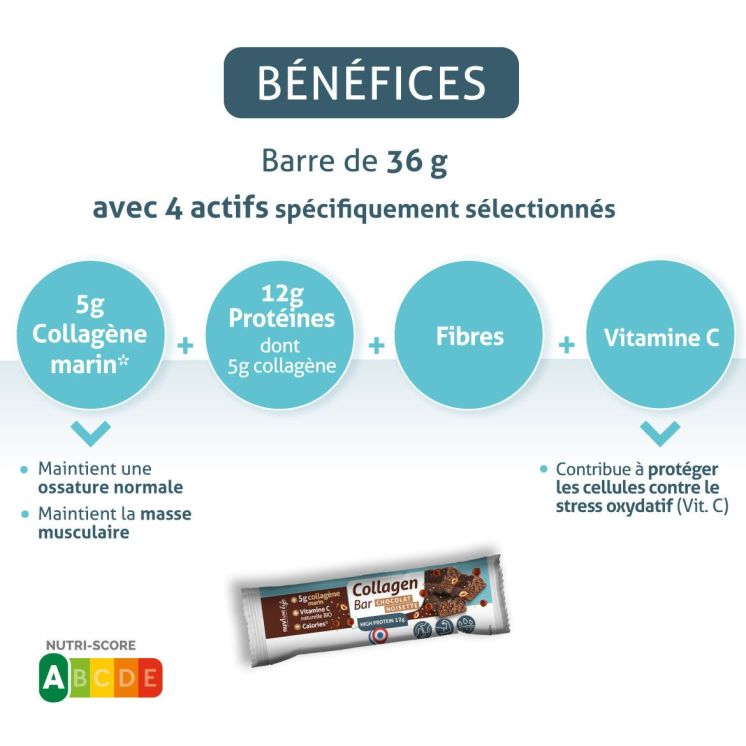 Baton cu Colagen 5g | Gustare Proteică Ciocolată & Alune